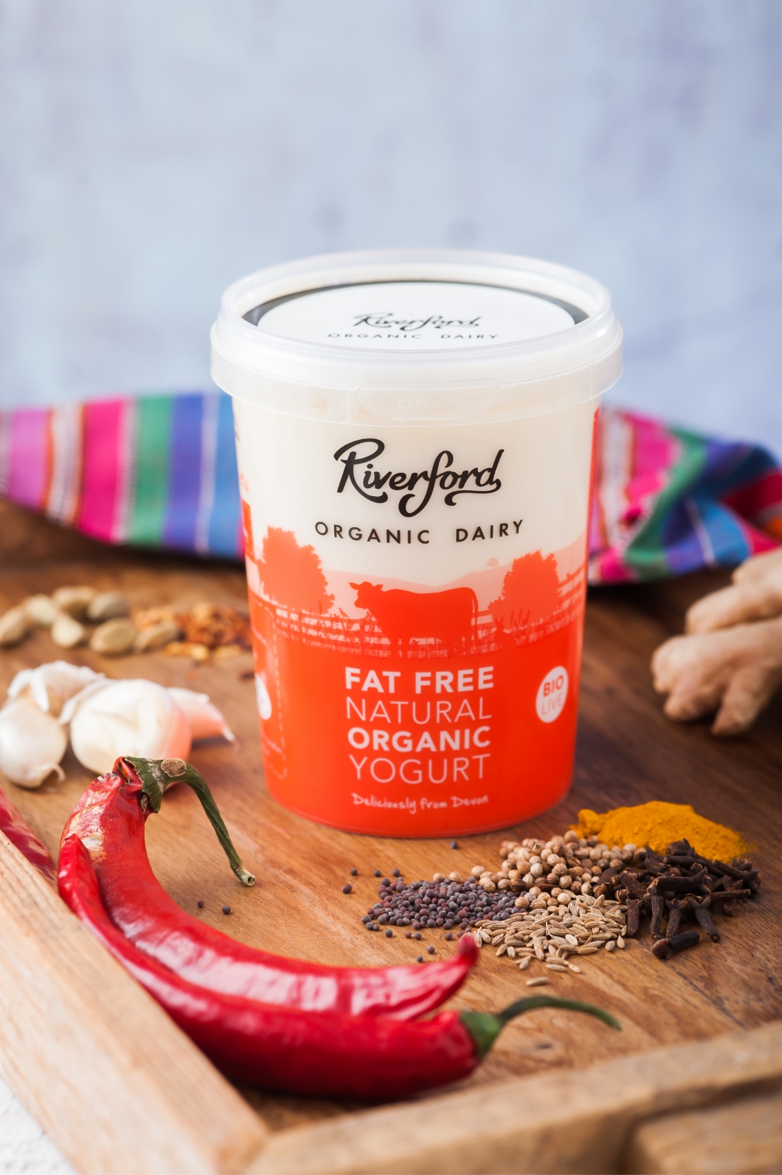 Riverford Dairy new designed Fat Free Natural Yoghurtr packaging